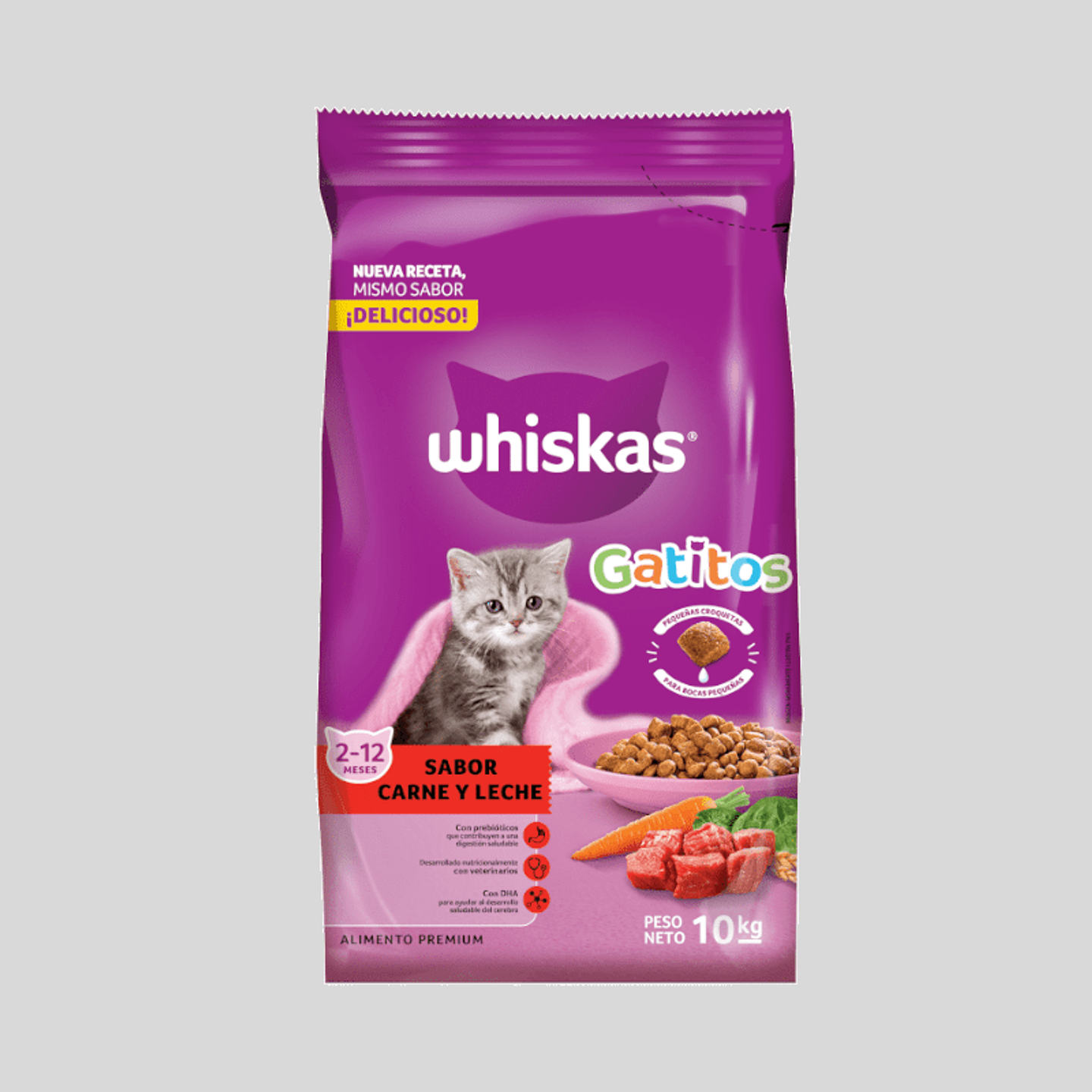 Whiskas Gatitos +12m 10kg Carne y Leche  1