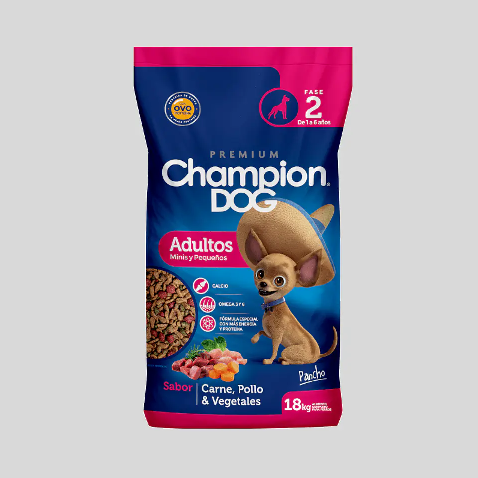 CHAMPION DOG ADULTO RAZAS PEQUEÑAS 18 kg CARNE POLLO VEGETALES 1