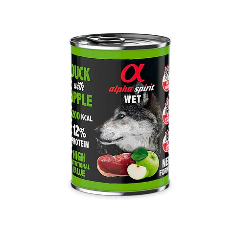 Alpha Spirit Lata Pato con Manzana Verde (400 gr)