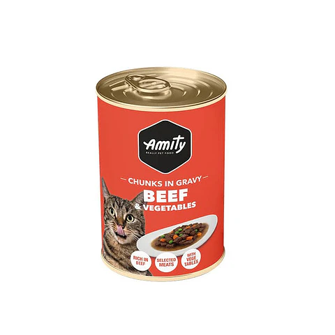 Lata Amity Gato Carne y Vegetales 415 Grs