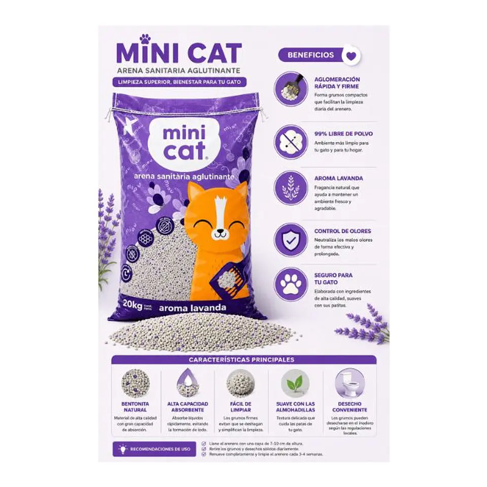 Arena Sanitaria Mini Cat Lavanda 20 Kg 4