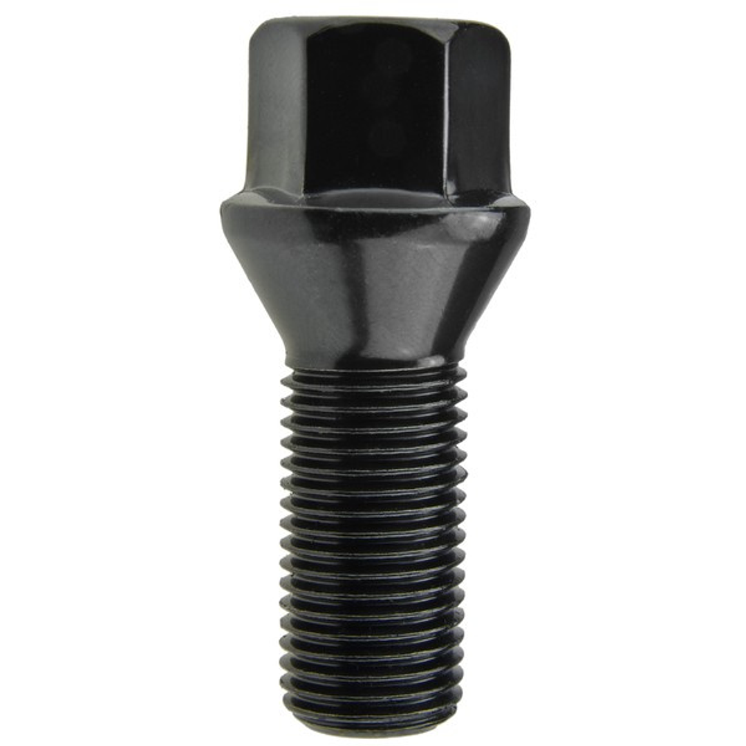 Parafusos de roda cónicos 14X1.5X28mm em preto 2