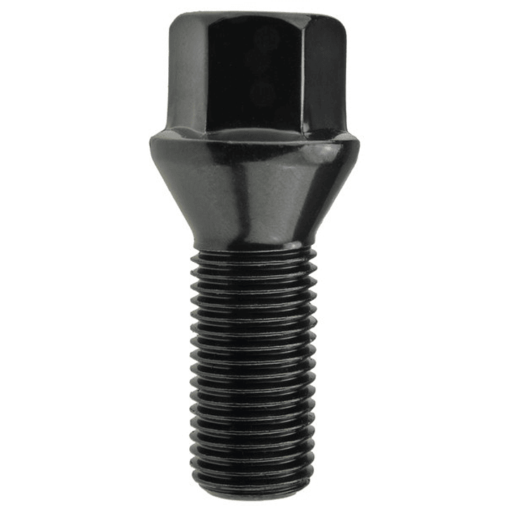 Parafusos de roda cónicos 14X1.5X28mm em preto 2