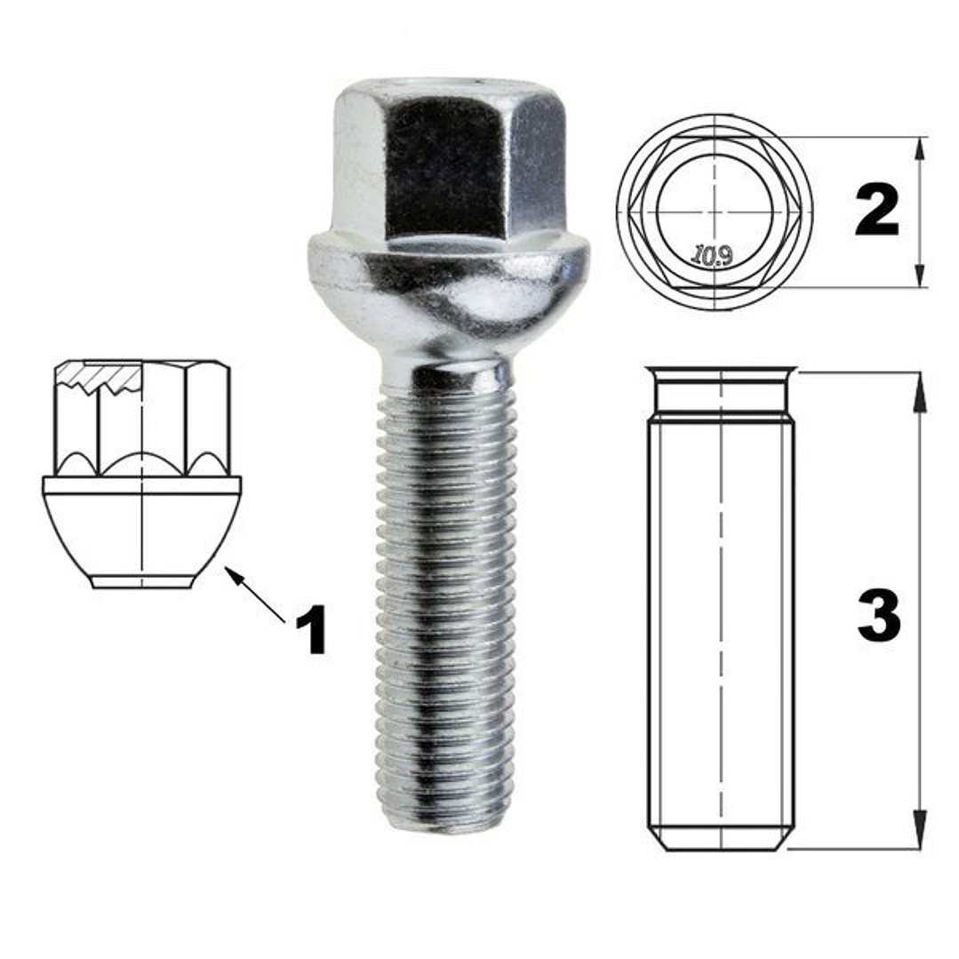 Parafusos 12x1.5x40 Boleados 2