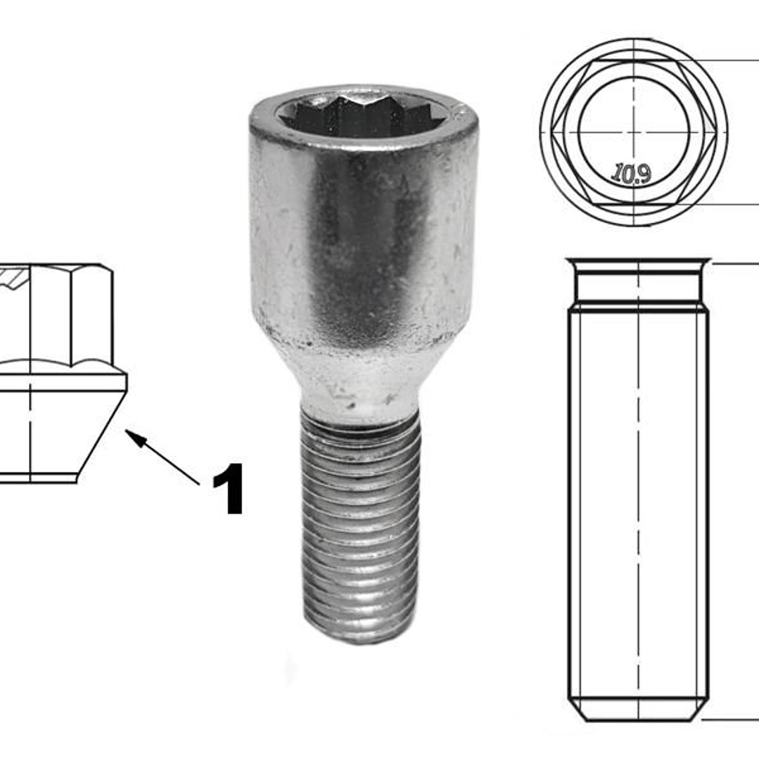Parafusos 12x1.5x28mm cónicos de seitavada interior 2