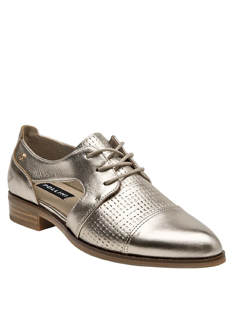 Zapato Oxford Cuero Mujer Oro
