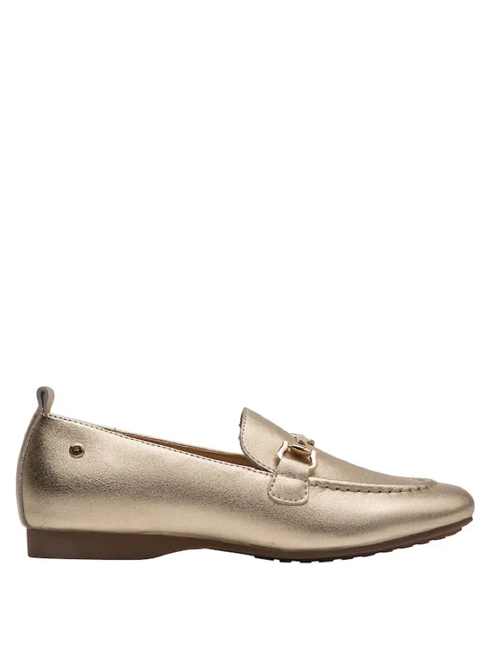 Mocasín Cuero Mujer Oro 2