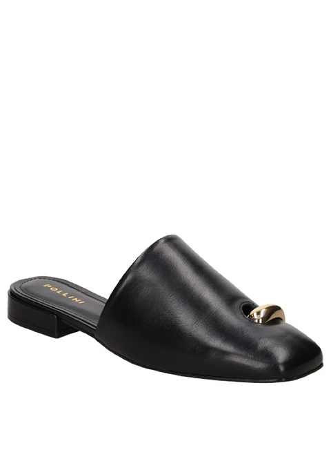 Babuchas Cuero Mujer Negro