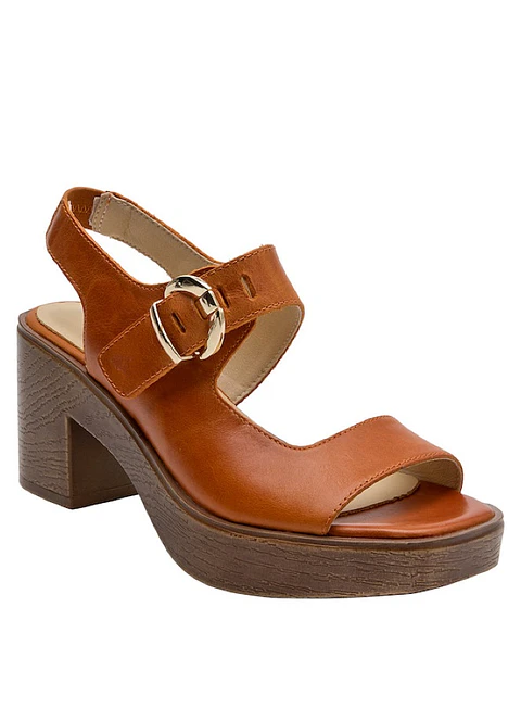 Sandalia Cuero Mujer Coral