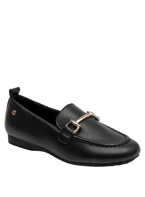 Mocasín Cuero Mujer Negro