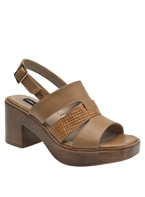 Sandalia Cuero Mujer Camel
