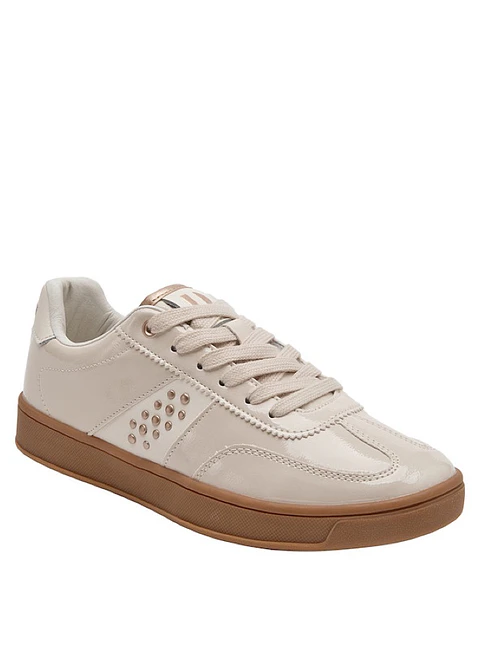 Zapatilla Cuero Mujer Beige