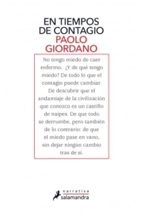 En Tiempos De Contagio De Paolo Giordano. Editorial Salamandra