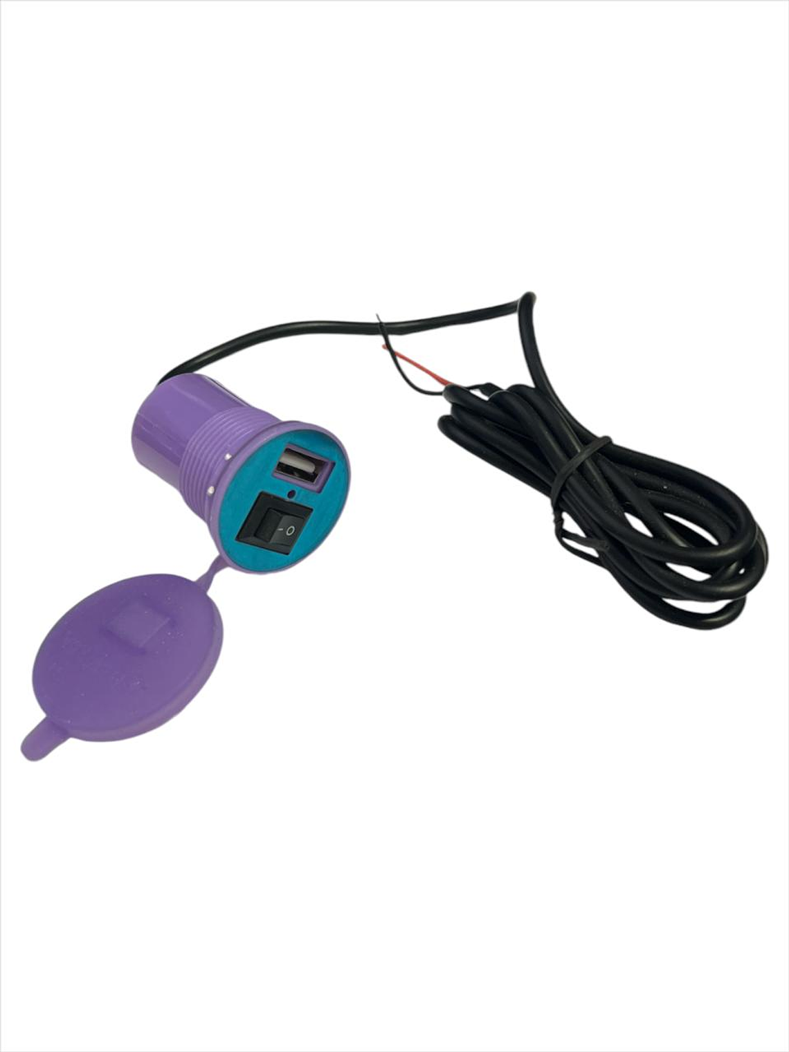 Cargador Usb Morado 12v  2.1A 2