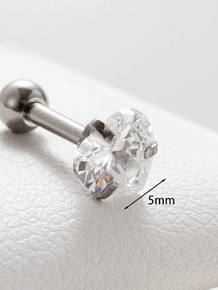 Aro Piercing circón Corazón (4mm, 5mm, 6mm) 