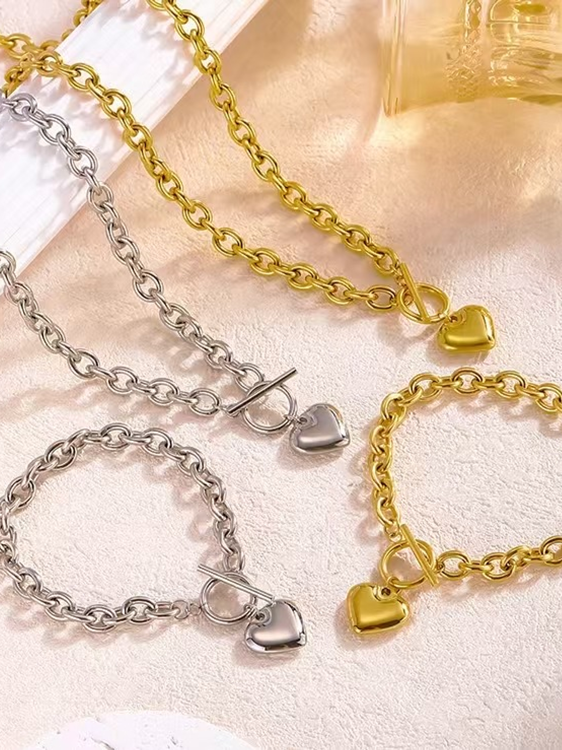 Cadena Colgante Corazon Eslabones (Plateado) 1