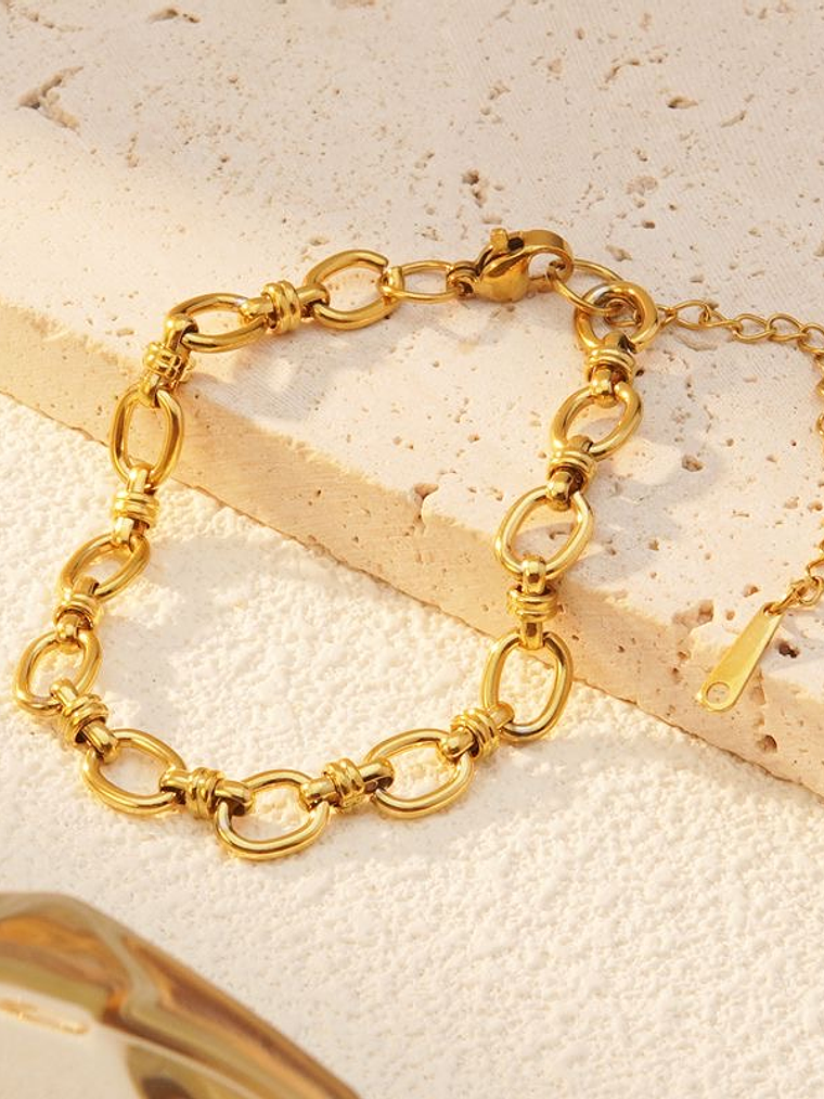Pulsera Eslabones Ovalados Dorado 1
