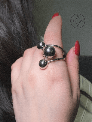 Anillo Ajustable Balines Plateado