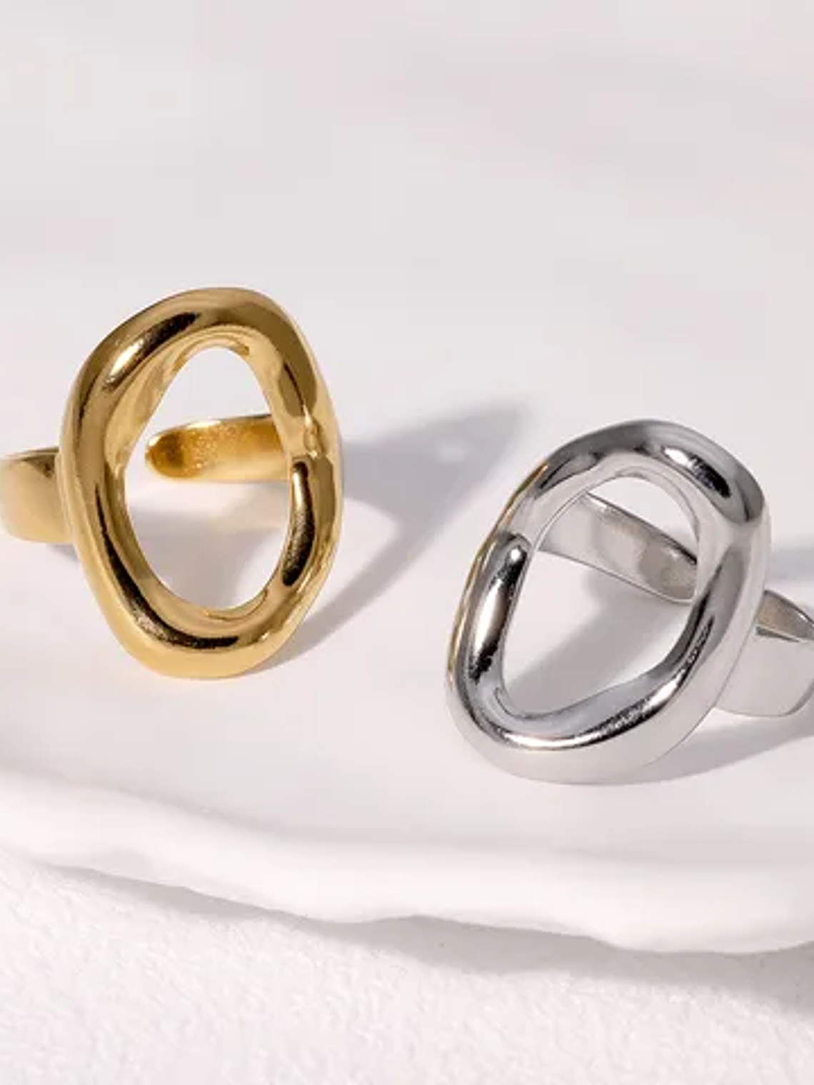 Anillo Ajustable Ovalo (Dorado, Plateado) 1