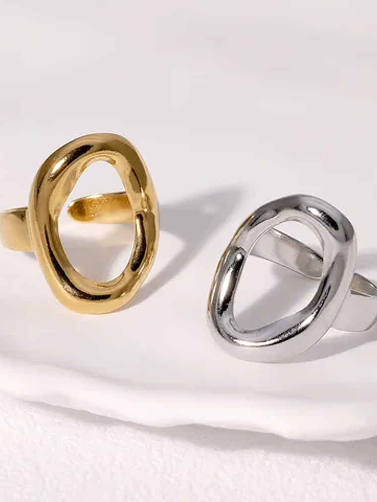 Anillo Ajustable Ovalo (Dorado, Plateado) 1