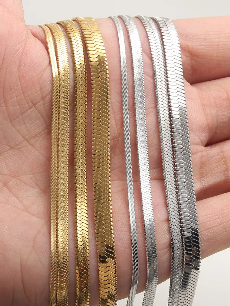 Cadena Hueso De Serpiente (Dorada) 4mm, 3mm, 2mm 2