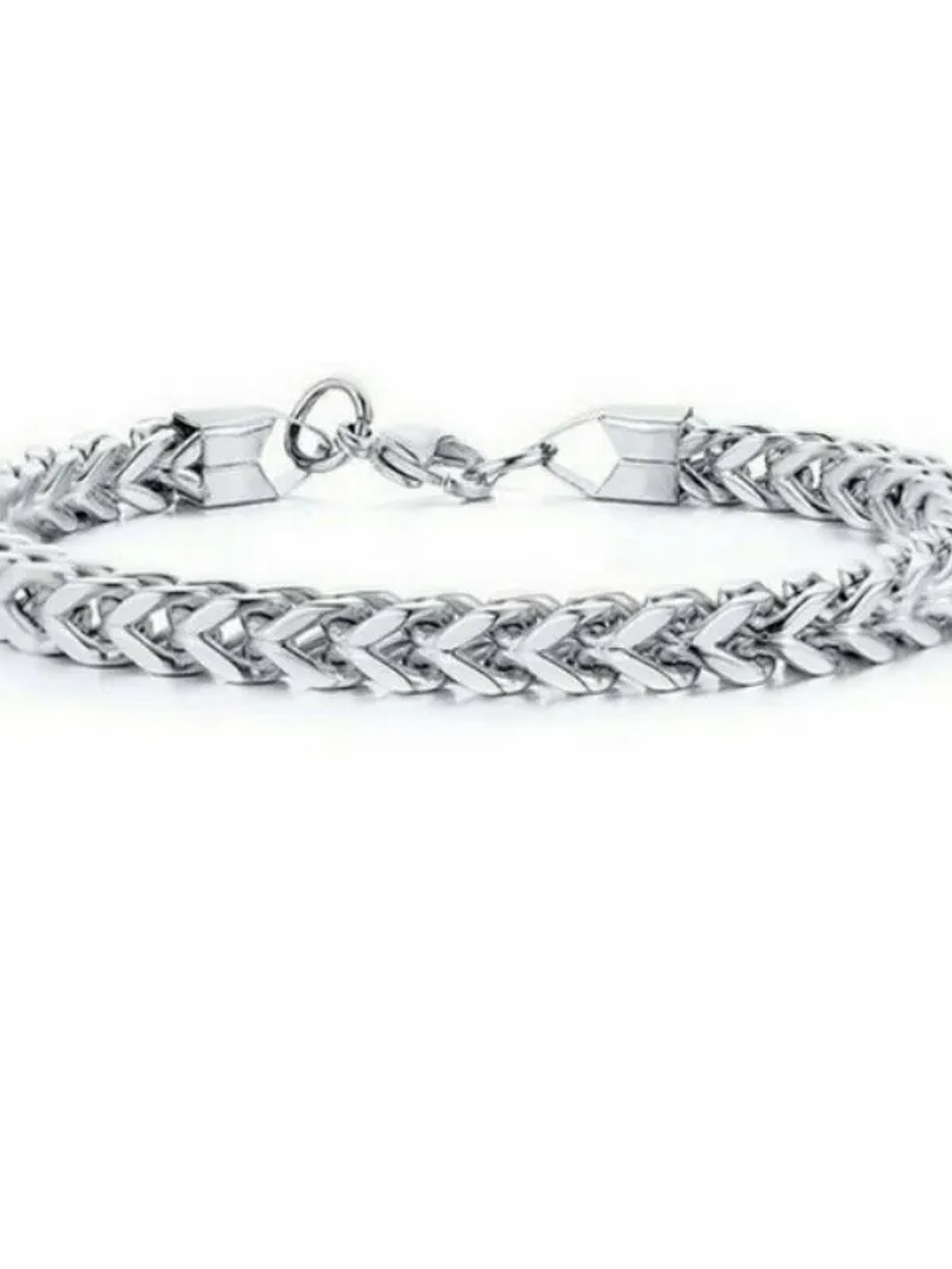 Pulsera Tejido Caballero Plateada 6mm 1