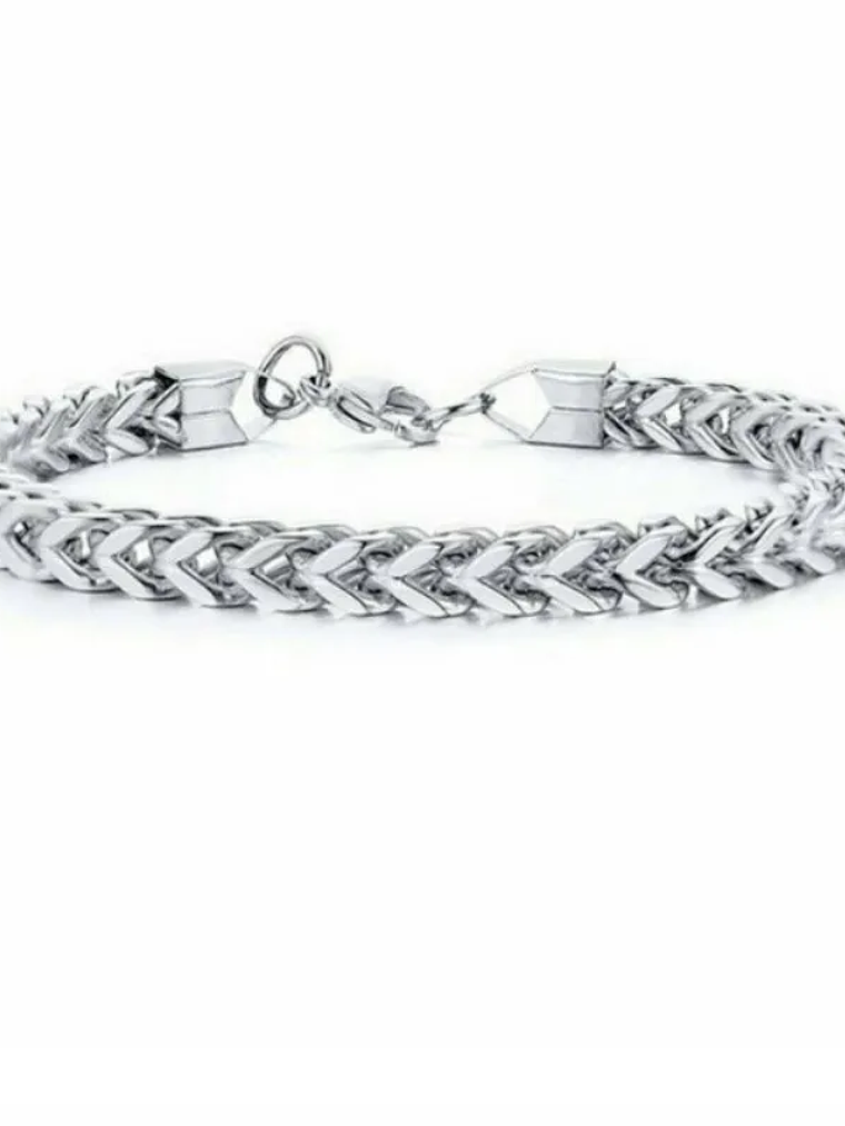 Pulsera Tejido Caballero Plateada 6mm 1