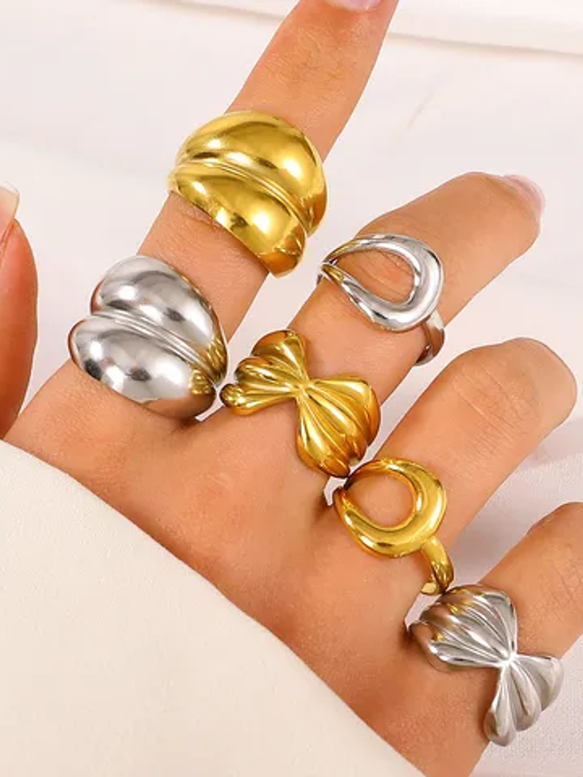 Anillo Ajustable Tipo Lazo (Dorado, Plateado) 1