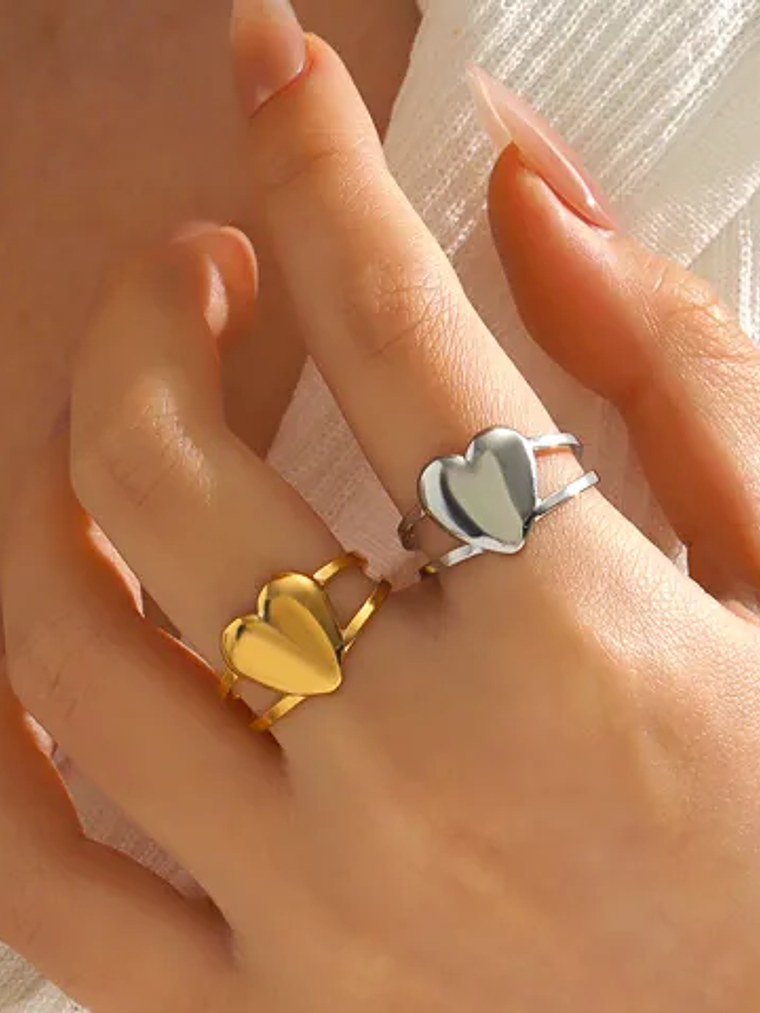 Anillo Ajustable Princesa Corazon (Dorado, Plateado) 1