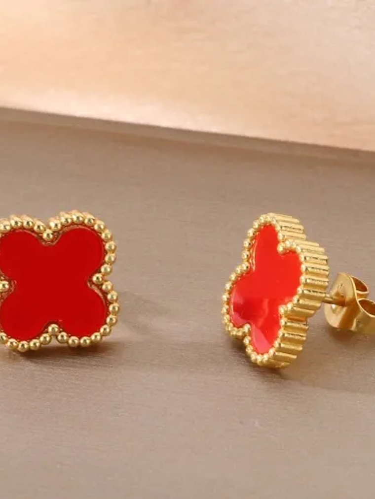 Aros Tipo Van Cleef (Rojo, Negro, Blanco) 13mm 2