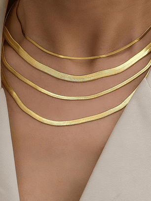 Cadena Hueso De Serpiente (Dorada) 4mm, 3mm, 2mm