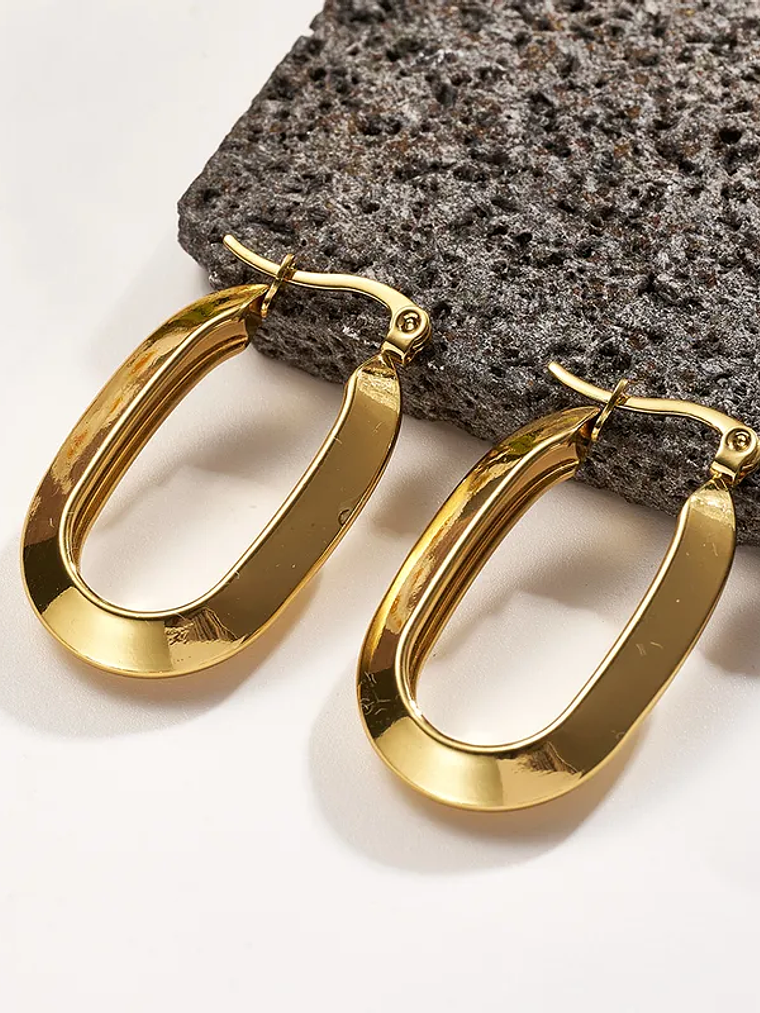 Argollas Doradas U 32x5mm 1