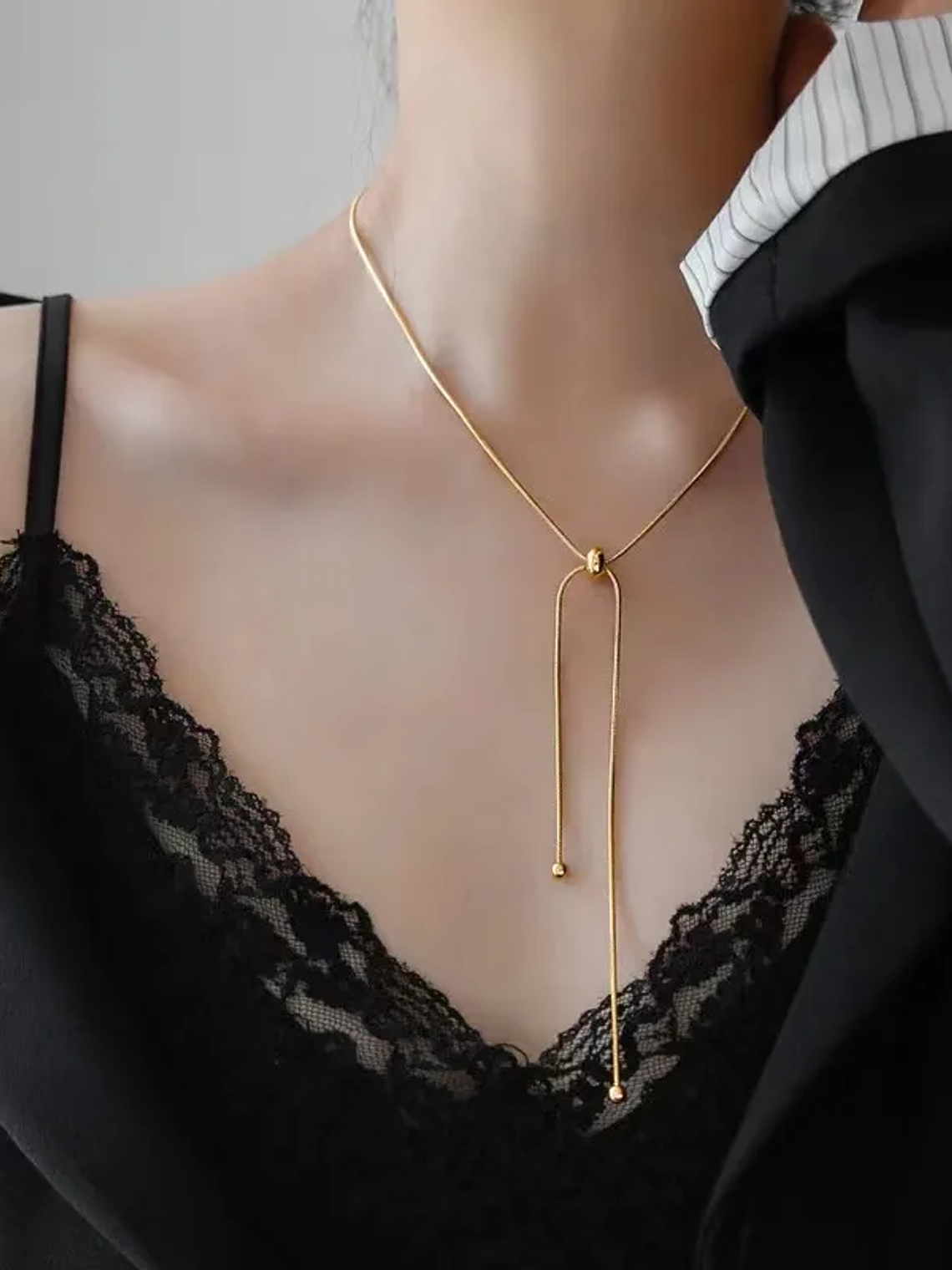 Collar Duo Esfera (Dorado, Plateado) 65cm 1