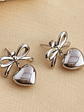 Aros Nudo Corazon Plateado  - Miniatura 1