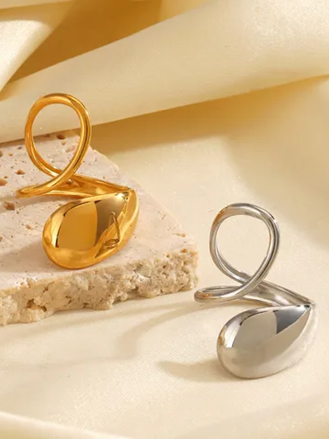 Anillo Abierto Ovalado (Dorado, Plateado) 2