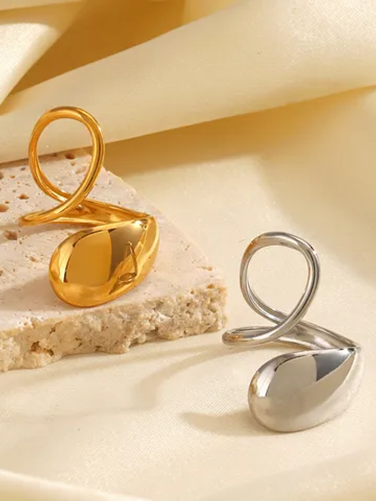 Anillo Abierto Ovalado (Dorado, Plateado) 2