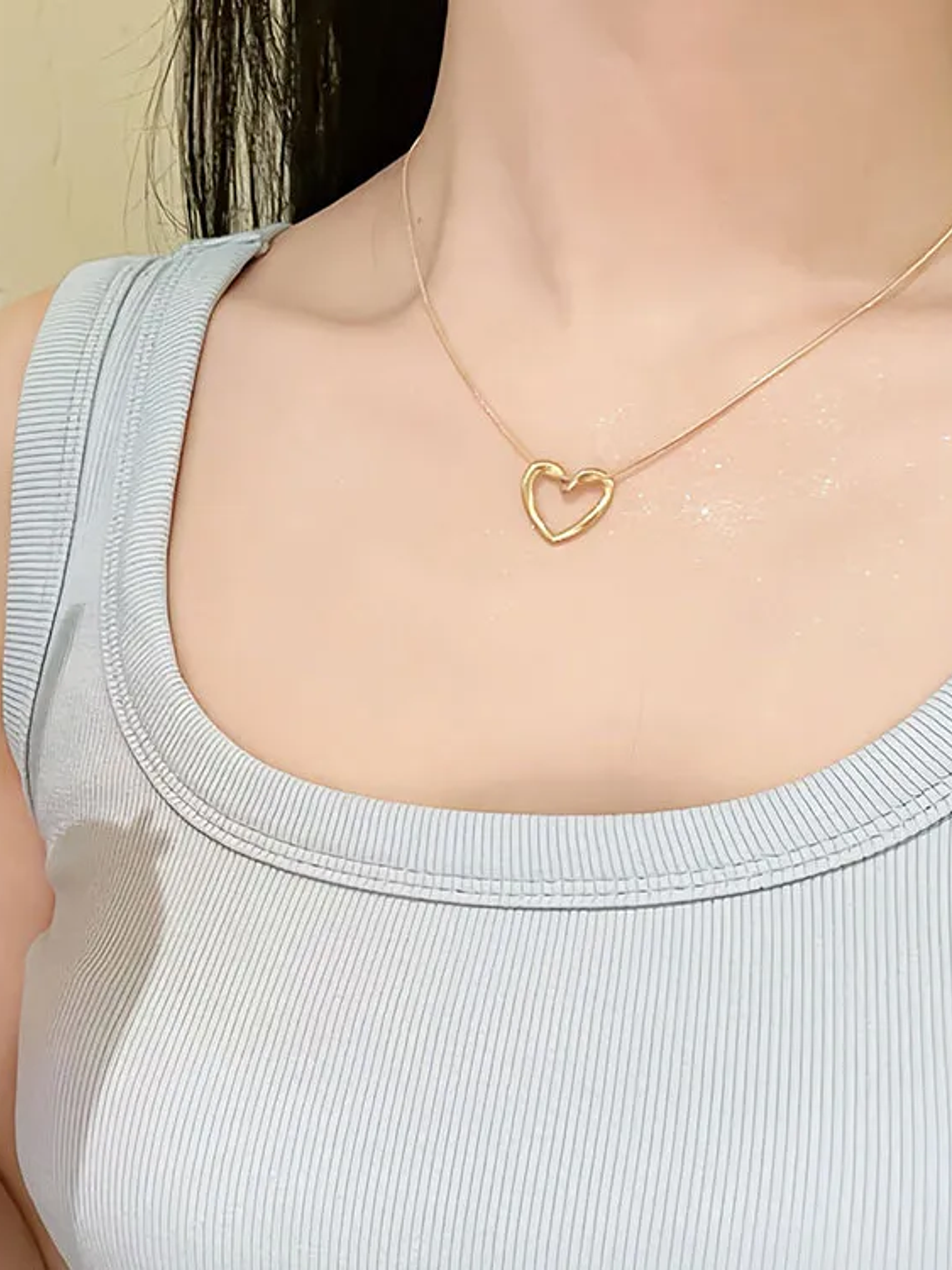 Collar Colgante Corazon (Plateado, Dorado) 3