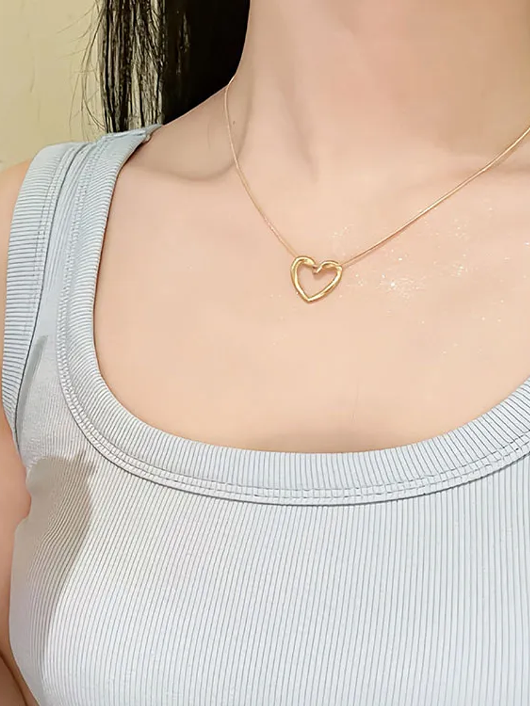 Collar Colgante Corazon (Plateado, Dorado) 3