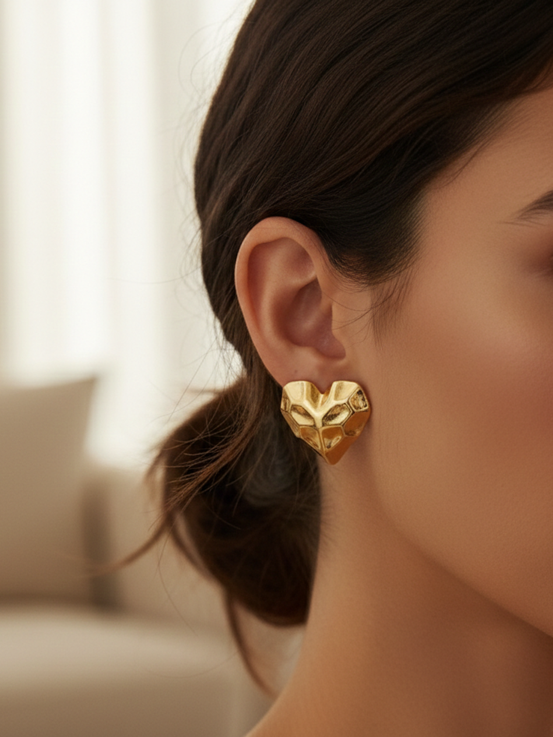 Aros Corazon Geometrico (Dorado) 1