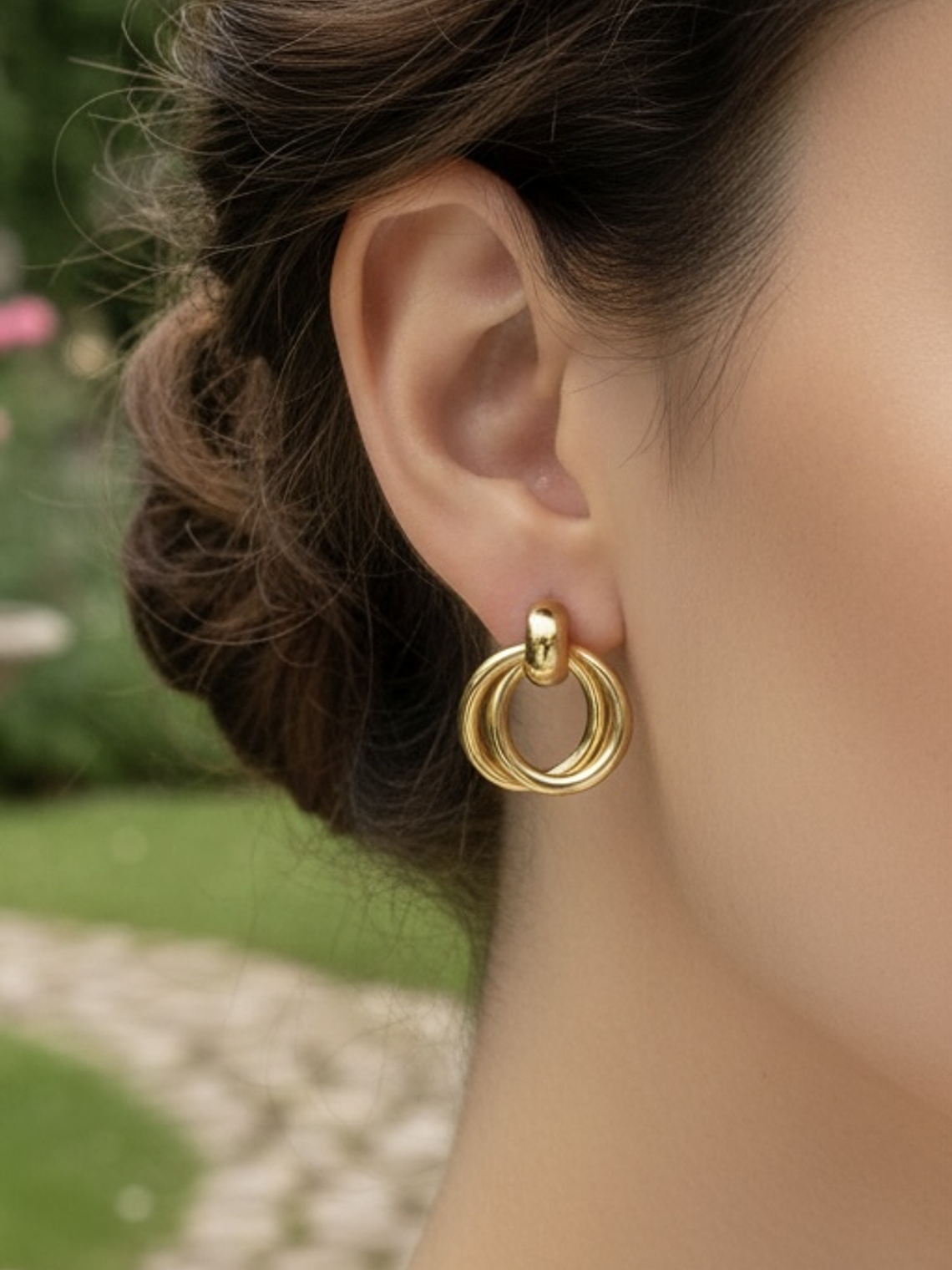 Aros Círculos Entrelazados (Dorado) 1