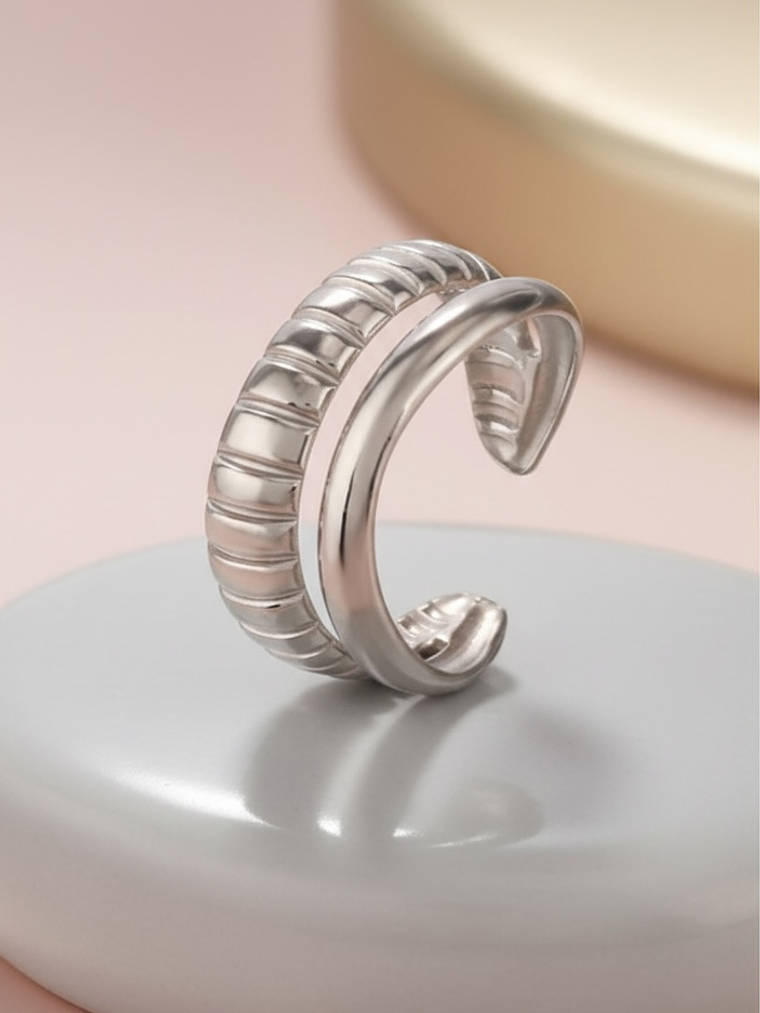 Anillo Liso-Lineas (Plateado, Dorado) 3