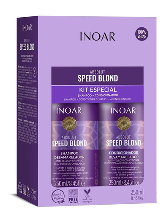 Kit Shampoo y Acondicionador para Rubias/Speed Blond INOAR