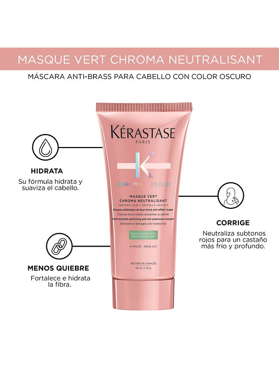 Máscara Neutralizante Cabello con Color Masque Vert Chroma Absolu 150ml