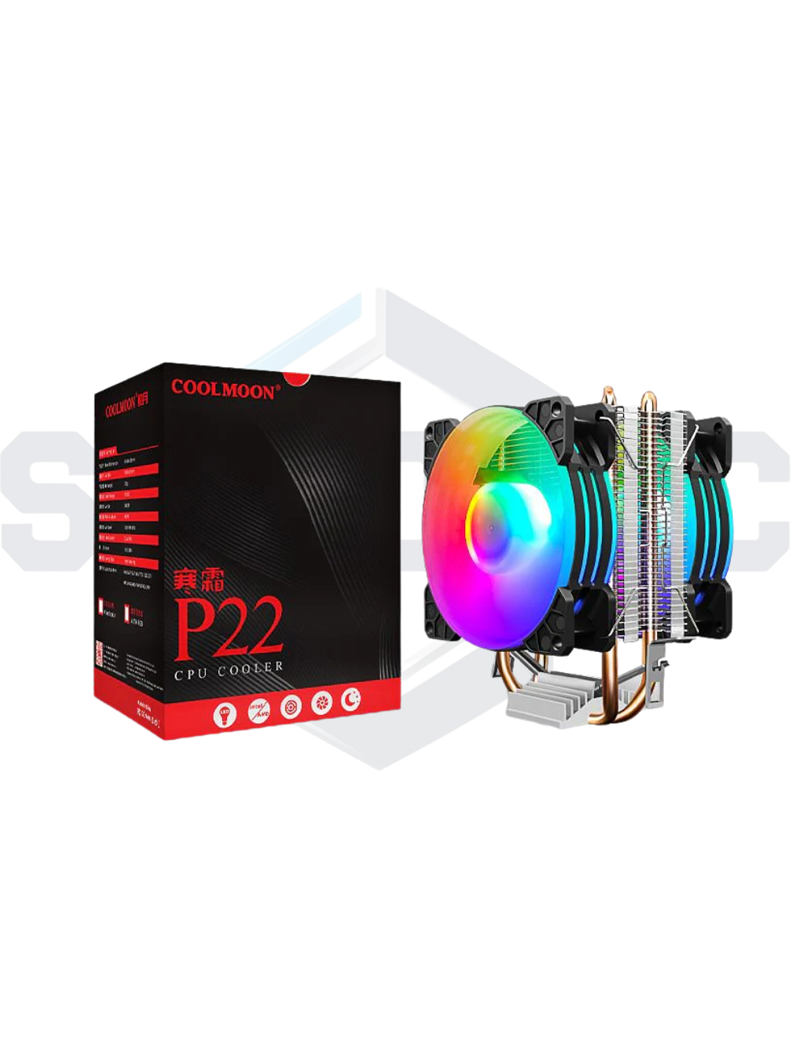 DISIPADOR PARA CPU DOBLE VENTILADOR RGB COOLMOON P22 1