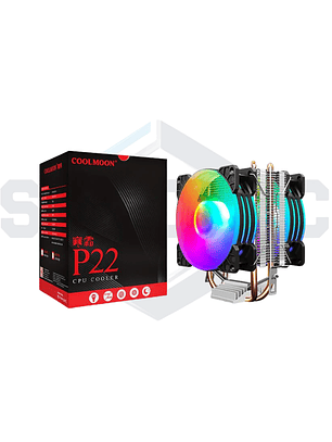 DISIPADOR PARA CPU DOBLE VENTILADOR RGB COOLMOON P22