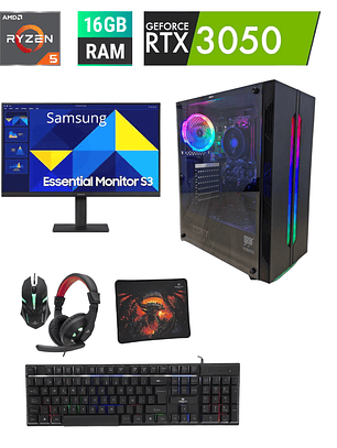 PC Gamer Setup Completo Ryzen 5 5500 + RTX 3050 (6 GB) | 16GB RAM | SSD 480GB M.2 | RGB