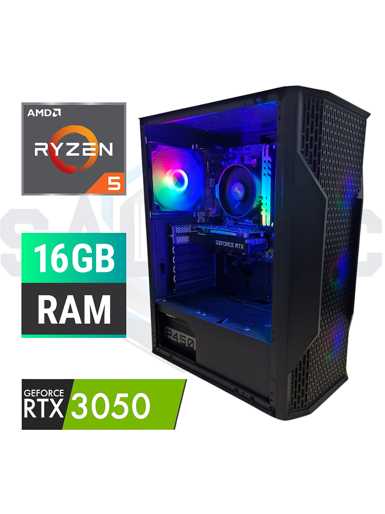 PC Gamer Ryzen 5 5500 + RTX 3050 (6GB) | 16GB RAM | SSD 480GB  | RGB Edition 1