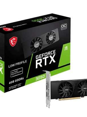 Tarjeta de Video - MSI GeForce RTX 3050 LP 6G OC - PCI Express 3.0 x16 (x4 mode) - NVIDIA GDDR6 SDRAM - DisplayPort / HDMI