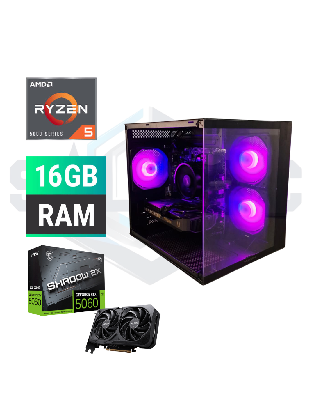 PC Gamer Ryzen 5 5500 + RTX 5060 (8GB) | 16GB RAM | SSD 480G