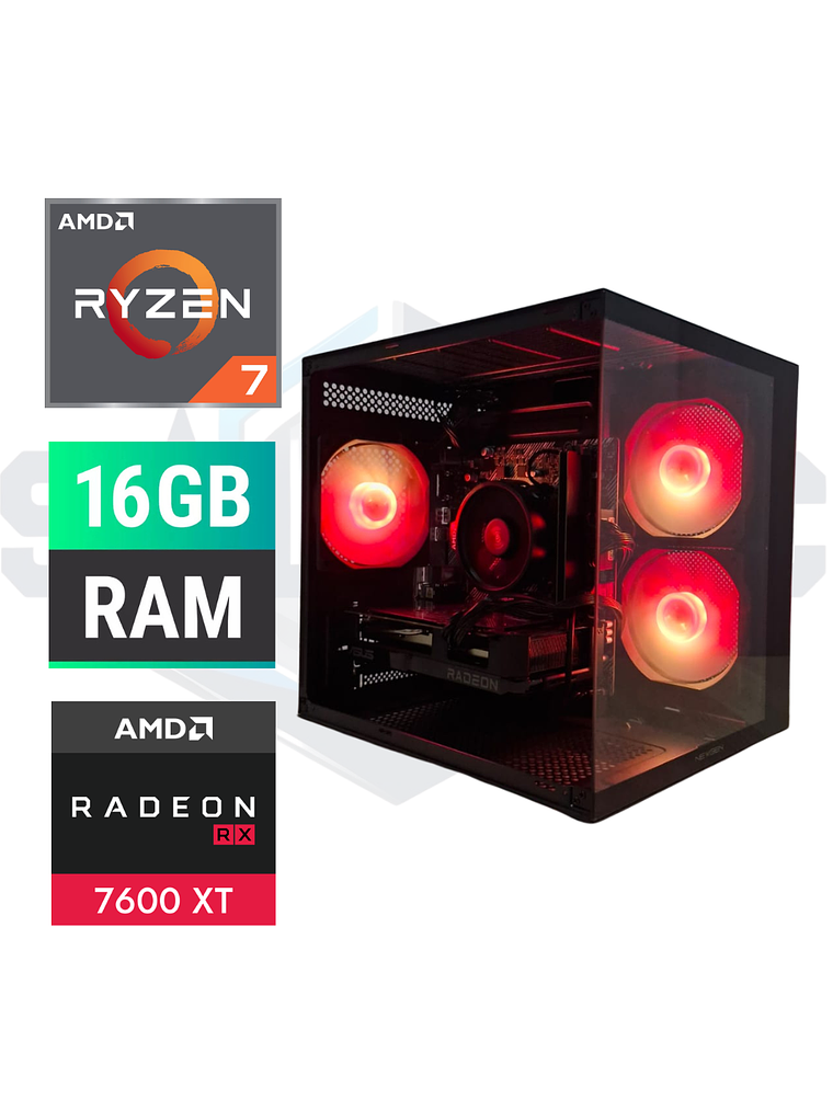 PC Gamer RX 7600 8GB Ryzen 7 5700 16GB RAM SSD480GB/1TB – ST Helix 1